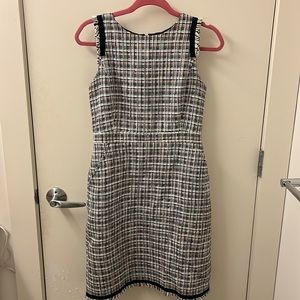 JCrew white and blue sheath dress